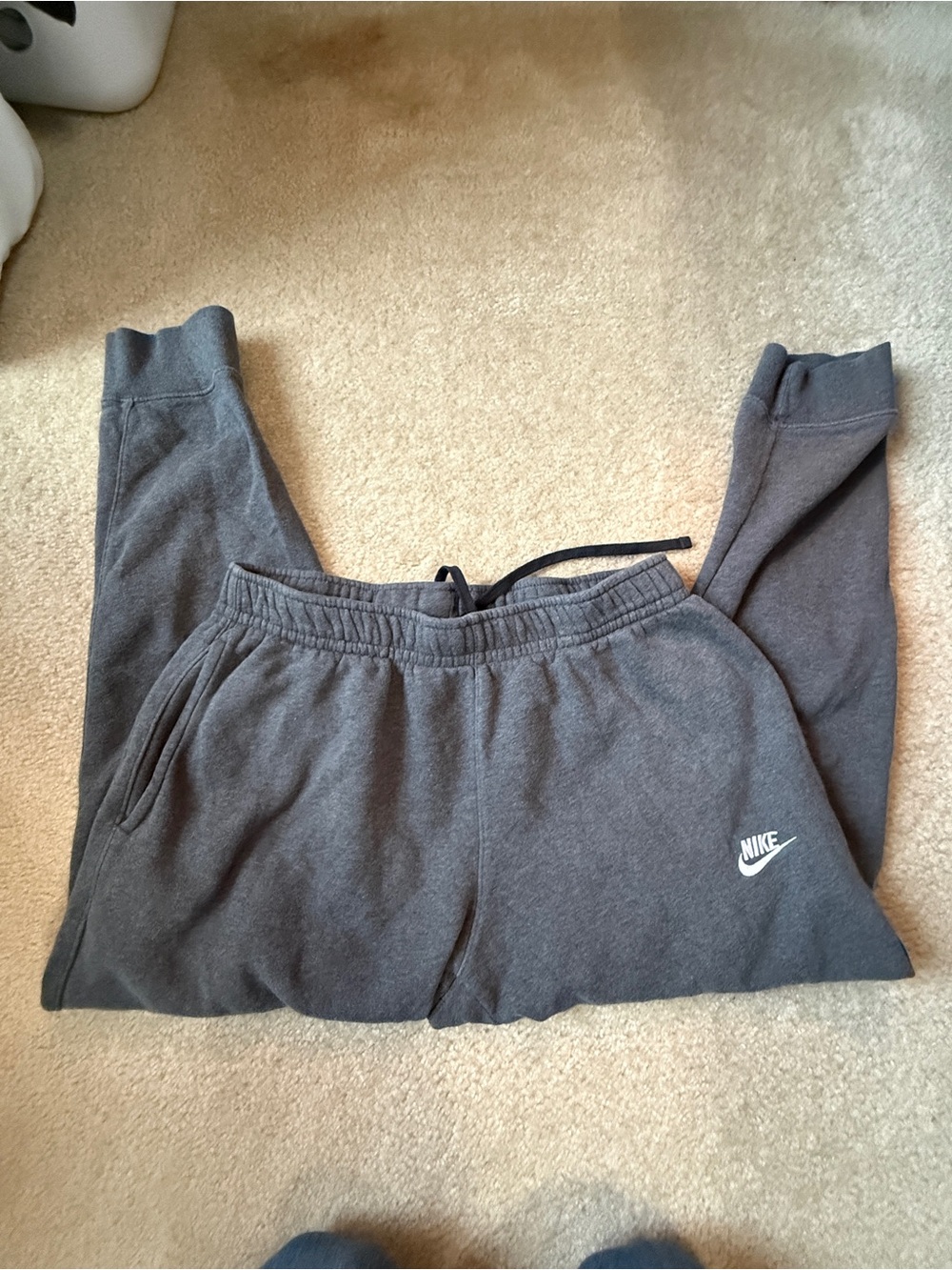 Nike Dark Gray Kids Sweatpants with White Logo